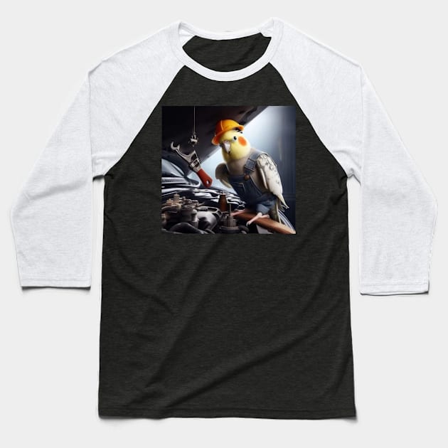 Cockatiel mechanic Baseball T-Shirt by T-Shirts Univers 